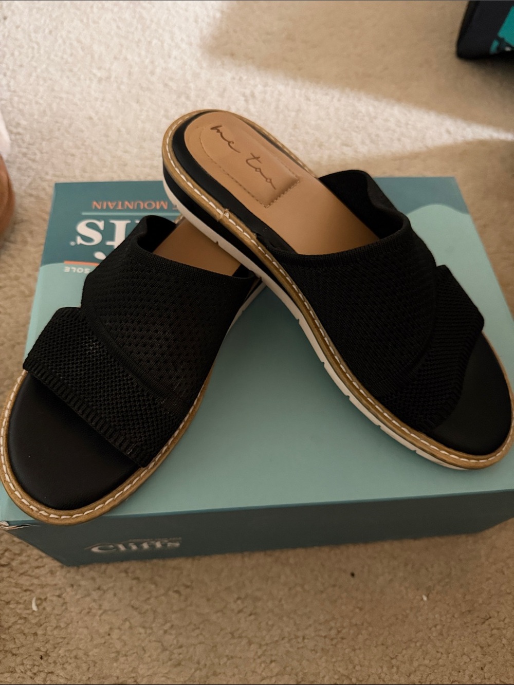 me too Black Slip-On Slide Mules